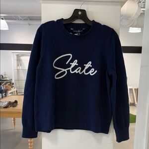 Navy Penn State Sweater with 'State' Print